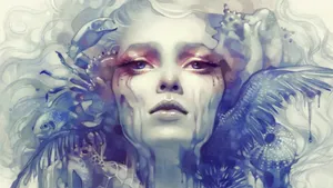 Mystical Universe - Feminine Cancer Zodiac Figure Wallpaper