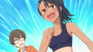 Nagatoro And Naoto Running Wallpaper