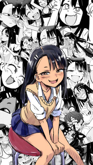 Nagatoro Hayase B&w Collage Wallpaper