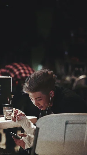 Namjoon In A Coffee Shop Wallpaper
