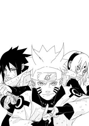 Naruto Team 7 - Unyielding Spirits In Monochrome Wallpaper