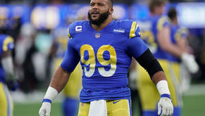 National Football League Aaron Donald Blue Jersey Wallpaper