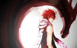 Natsu And His Powerful Dragon Roar Together In An Epic Painting From Fairy Tail Wallpaper