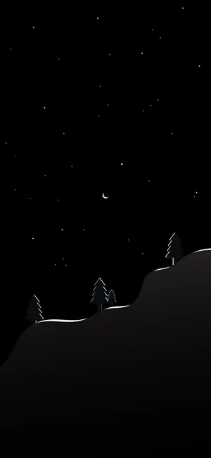 Nature Night Minimalist Black Phone Wallpaper