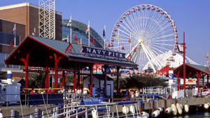 Navy Pier Attractions Blue Sky Wallpaper