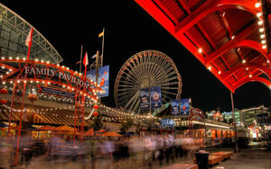 Navy Pier Ferris Wheel Attractions Night Wallpaper