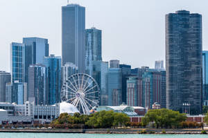 Navy Pier Skyline Centennial Wheel Wallpaper