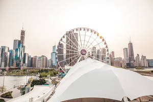 Navy Pier Wheel Covered Roof Wallpaper