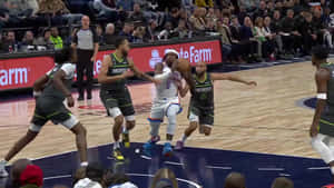 Nba Luguentz Dort Against Minnesota Timberwolves Wallpaper