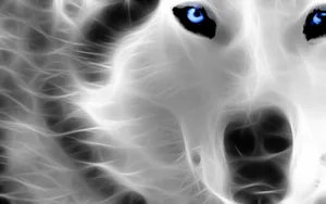 Neon Animal White Wolf With Blue Eyes Wallpaper