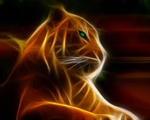 Neon Animals Ferocious Cat With Green Eyes Wallpaper