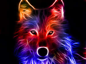 Neon Animals Wolf Face Art Wallpaper