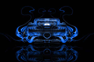 Neon Blue Lamborghini Smoke Art Wallpaper