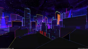Neon City Outline Dark Glow Wallpaper