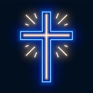 Neon Cross Neon Blue And White Wallpaper