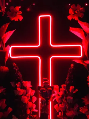 Neon Cross Neon Red Lights Wallpaper