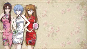 Neon Genesis Evangelion 4k Female Characters Wallpaper