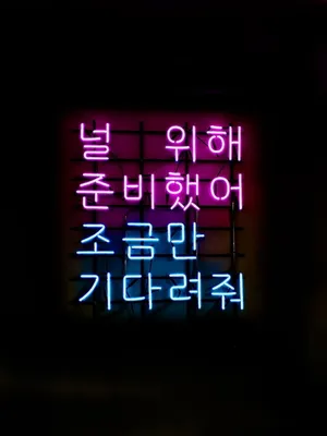 Neon Korean Calligraphy Aesthetic Wallpaper