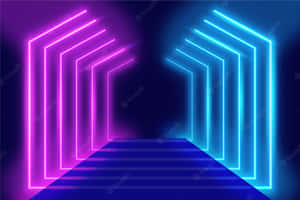 Neon Light Tunnel With Blue And Pink Neon Lights Wallpaper
