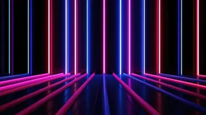 Neon Lights Corridor Wallpaper