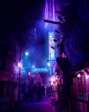 Neon Lights Illuminating Tokyo Streets Wallpaper