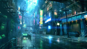 Neon-lit Cyberpunk Cityscape Wallpaper