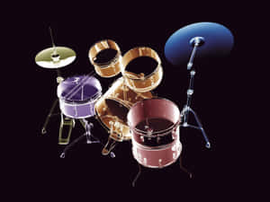 Neon Outlined Drum Set Wallpaper