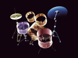 Neon Outlined Drum Set Wallpaper