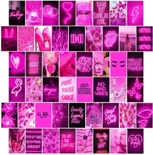 Neon Pink Collage In White Background Wallpaper