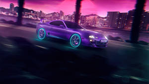 Neon Purple Toyota Supra Car Wallpaper