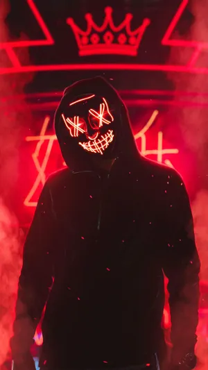 Neon Red 4k Mask King Hacker Wallpaper