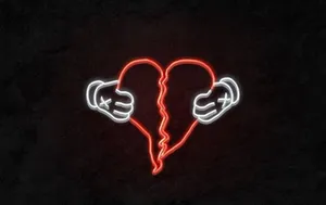 Neon Red Broken Heart 4k Wallpaper