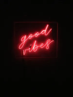 Neon Red Good Vibes Wallpaper