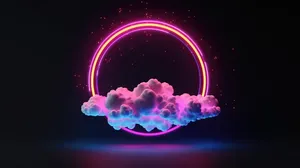 Neon Ring Clouds Fantasy Wallpaper
