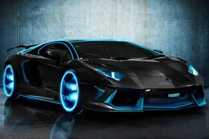 Neon Trimmed Black Lamborghini Aventador Wallpaper