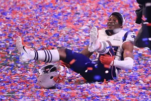 New England Patriots Cornerback Jc Jackson Against Los Angeles Rams Wallpaper