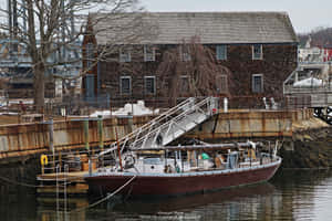 New England Summer Ship River Wallpaper