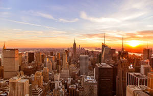 New York Hd Buildings Under Sunset Wallpaper