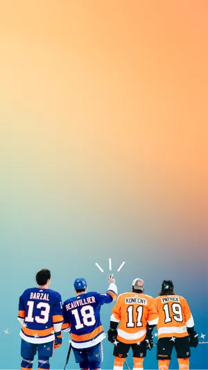 New York Islanders Mathew Barzal Anthony Beauvillier And Philadelphia Flyers Wallpaper