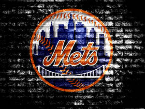 New York Mets Logo On Bricks Wallpaper
