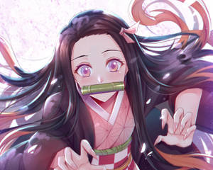 Nezuko Chan - A Fierce Yet Sweet Demon Slayer Wallpaper