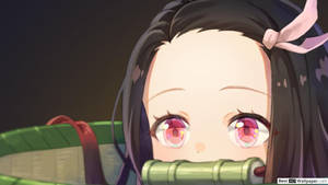 “nezuko With Glowing Pink Eyes” Wallpaper