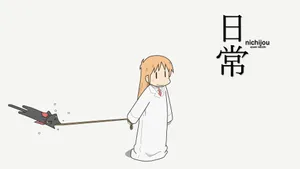 Nichijou Character Hakase Dragging Sakamoto Wallpaper
