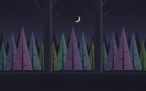 Night Forest Material Design Wallpaper