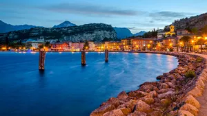 Night Light In Lago Di Garda Wallpaper