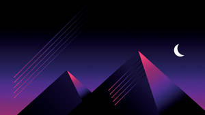 Night Mountain Outrun Art Wallpaper