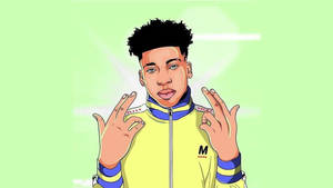 Nle Choppa Poses In Colorful Yellow And Green Shades Wallpaper