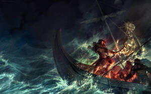 Norse Attack In The Ocean Wallpaper