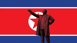 North Korea Flag And Kim Il-sung Wallpaper