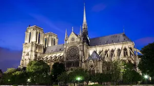 Notre Dame Cathedral Against Royal Blue Sky Wallpaper